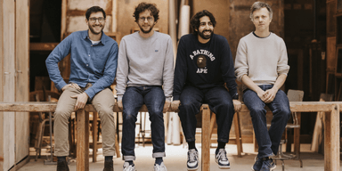 Från vänster till höger: Olivier Teboul (teknikchef), Alexandre Défossez (forskningschef), Neil Zeghidour (vd), Laurent Mazaré (kodchef). (Foto: Gradium)