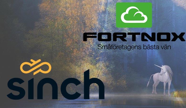 Sinch och Fortnox räknas nu som enhörningar. Foto (montage): Sinch, Fortnox, Pixabay.