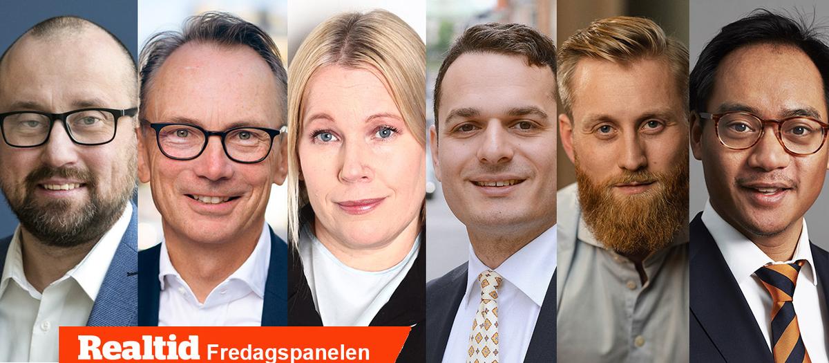 Robert Oldstrand, equity strategist på Swedbank, Johan Thorén, förvaltningschef på Strand kapitalförvaltning, Therese Nyrén, Therese Nyrén, portfolio manager på Lucy global fund (foto: Sofia Jonsson), Nikos Georgelis, portfolio manager på Atlant Fonder AB, Martin Nilsson, marknadsanalytiker IG och Markus Augustsson, head of equity research på Carlsquare.