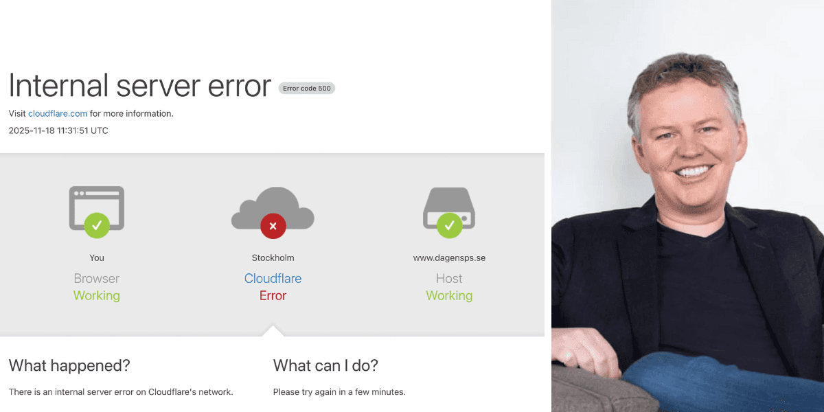 Cloudflares vd berättar om vad som hände. (Foto: Åsa Wallenrud och Clouflare)