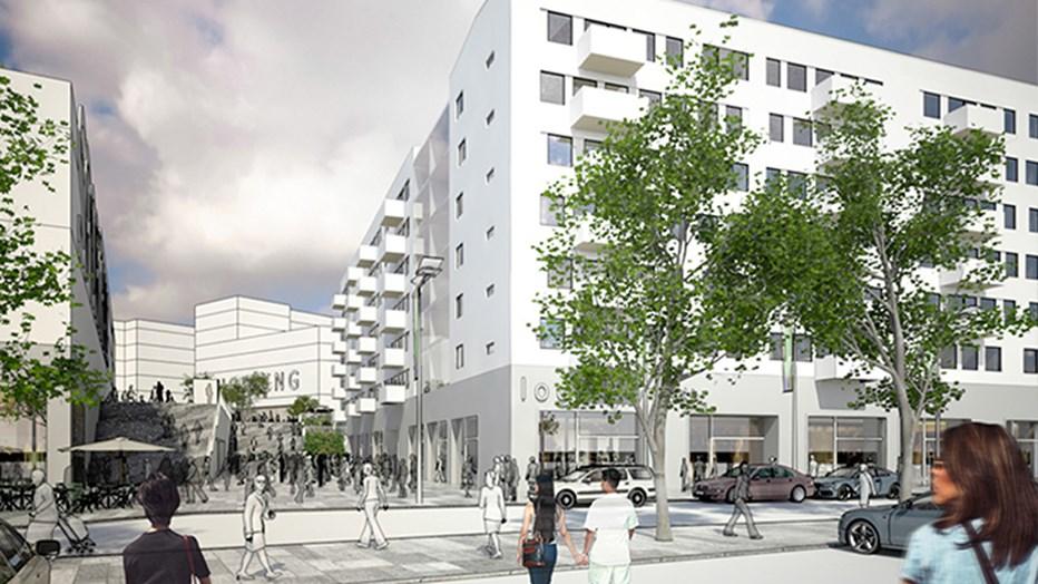 Vid Flemingsbergs pendeltågsstation utvecklar Skanska nya stadsdelen Flemingsbergsdalen. Foto: SKanska