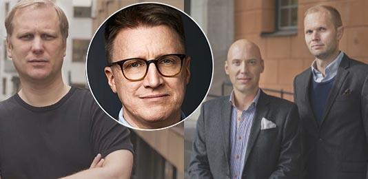 Vem gillar inte Stefan Lundell på Breakit? Johan Såthe gör det. Det gör också John Skogman och Johan Isaksson på Börspodden. Foto: Montage/Breakit/Börspodden.