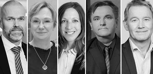 Torbjörn Isaksson (Nordea), Maria Wallin Fredholm (Swedbank), Håkan Friseén (SEB) och Stefan Mellin (Danske Bank). Foto: Respektive bank.