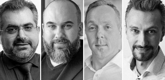 I panelen: Hasain Alshakarti (Truesec), Oskar Ehrnstrom (Tietoevry), Peter Hansen (Capgemini) och Kalle Zetterlund (Sentor). Foto (montage): Respektive företag.