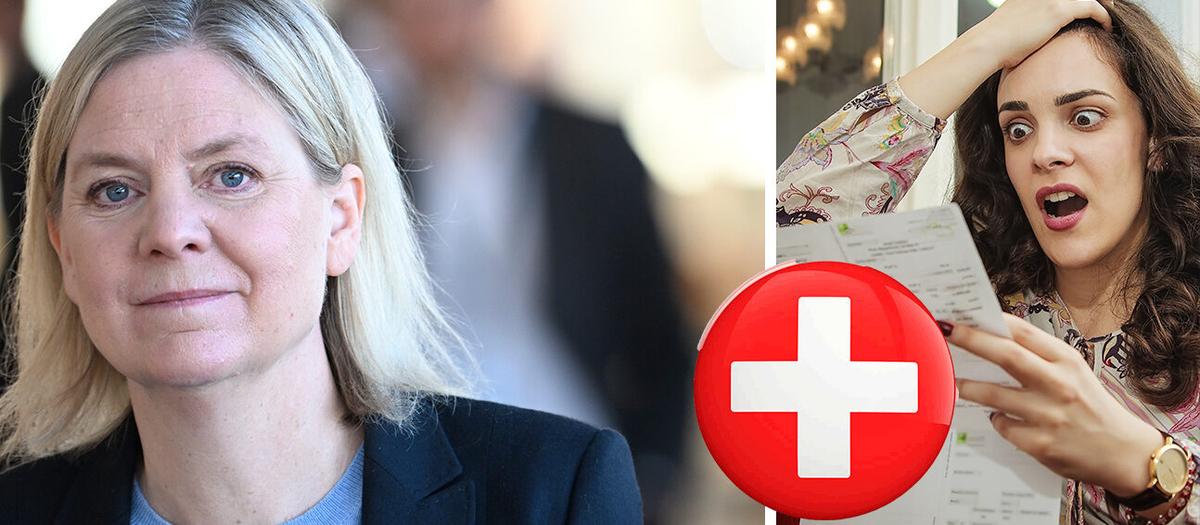 Magdalena Andersson presenterar förslaget om en elräkningsakut