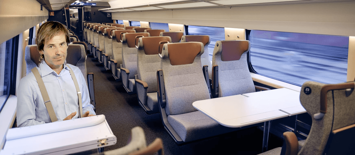 Claes Hemberg åker tåg (bilden är ett montage).