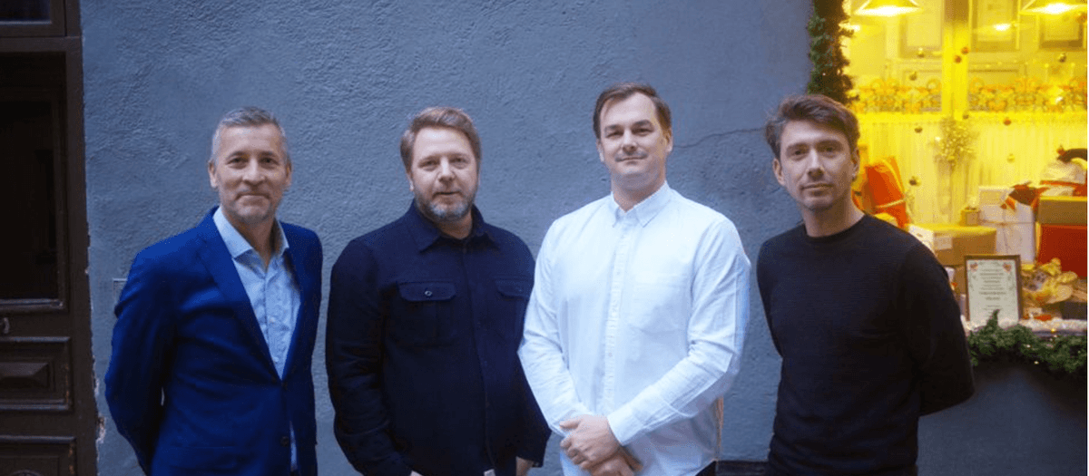 Från vänster: Pontus Ogebjer (Investment manager Schibsted Ventures), Mathias Deljerud Hamlin (CEO and Co-founder Demando), Robert Areno (COO and Co-founder Demando) , Samuel Deljerud (CPO and Co-founder Demando)