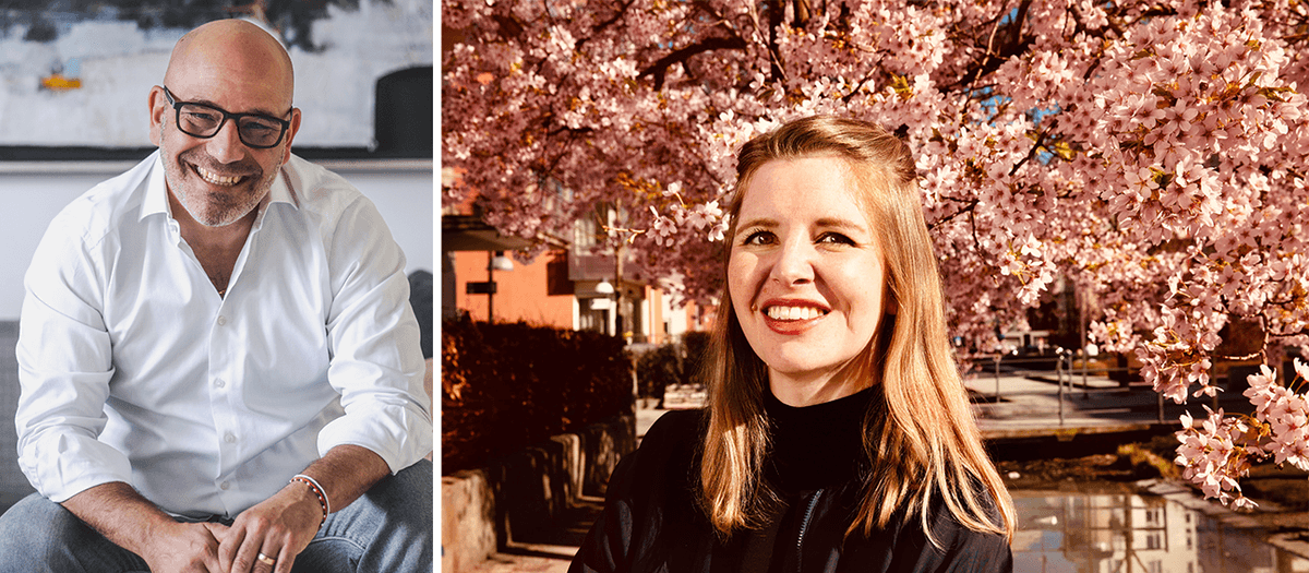 Daniel Eisenberg, Sverigechef för HR-plattformen Deel och Emelie Fågelstedt, medgrundare av communityn Svenska Nomader.