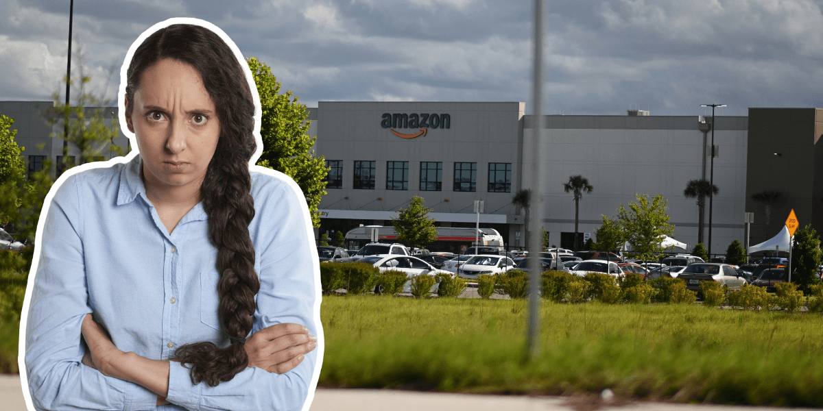 Personalen på Amazon är lite arga på den hastiga omvandlingen till AI. (Foto: Daniel Holland on Unsplash och Canva)