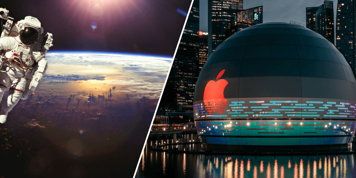 Jorden räcker inte till för Apple, nu siktar man på rymden. (Foto: Keming Tan on Unsplash och Canva)