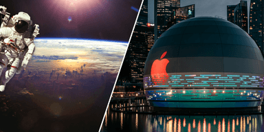 Jorden räcker inte till för Apple, nu siktar man på rymden. (Foto: Keming Tan on Unsplash och Canva)