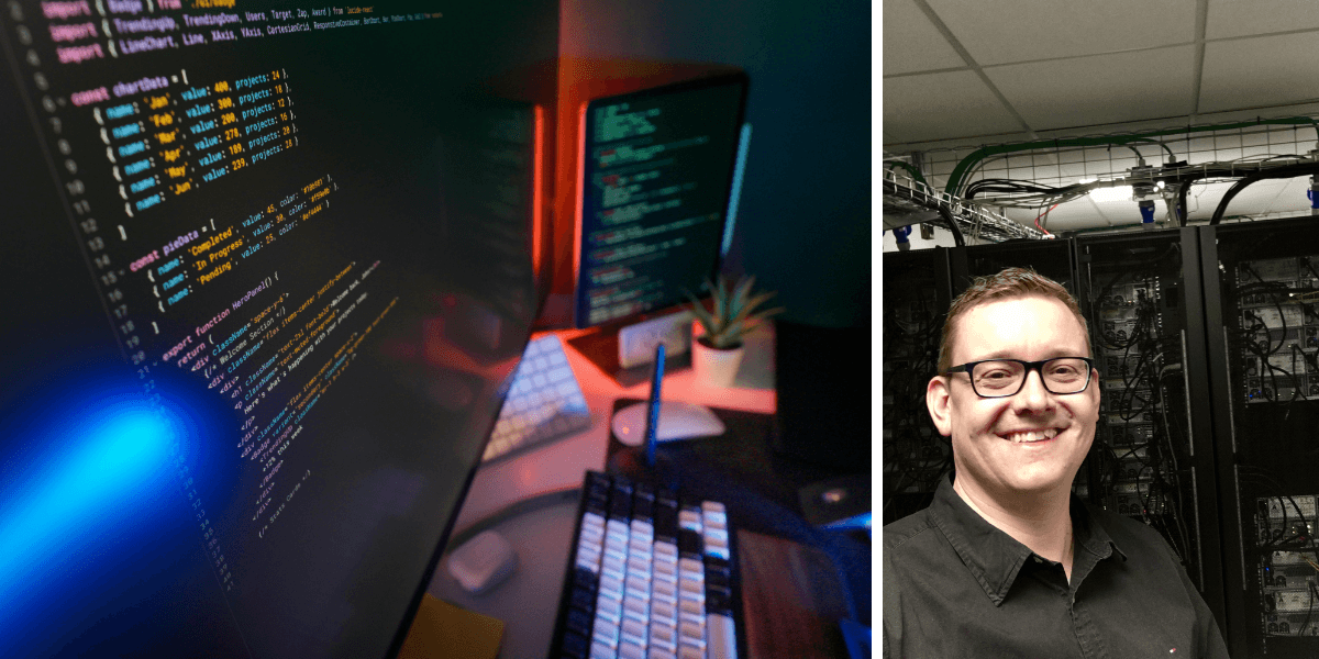 Petter Glenstrup, Nordenchef på Arctic Wolf, presenterar en analys. (Foto: Canva och Arctic wolf)