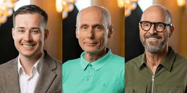 Sverigechefen Erik Cruz tillsammans med grundarna Peder Holst och Peter Djurestål Korinek. (Foto: Vroff)